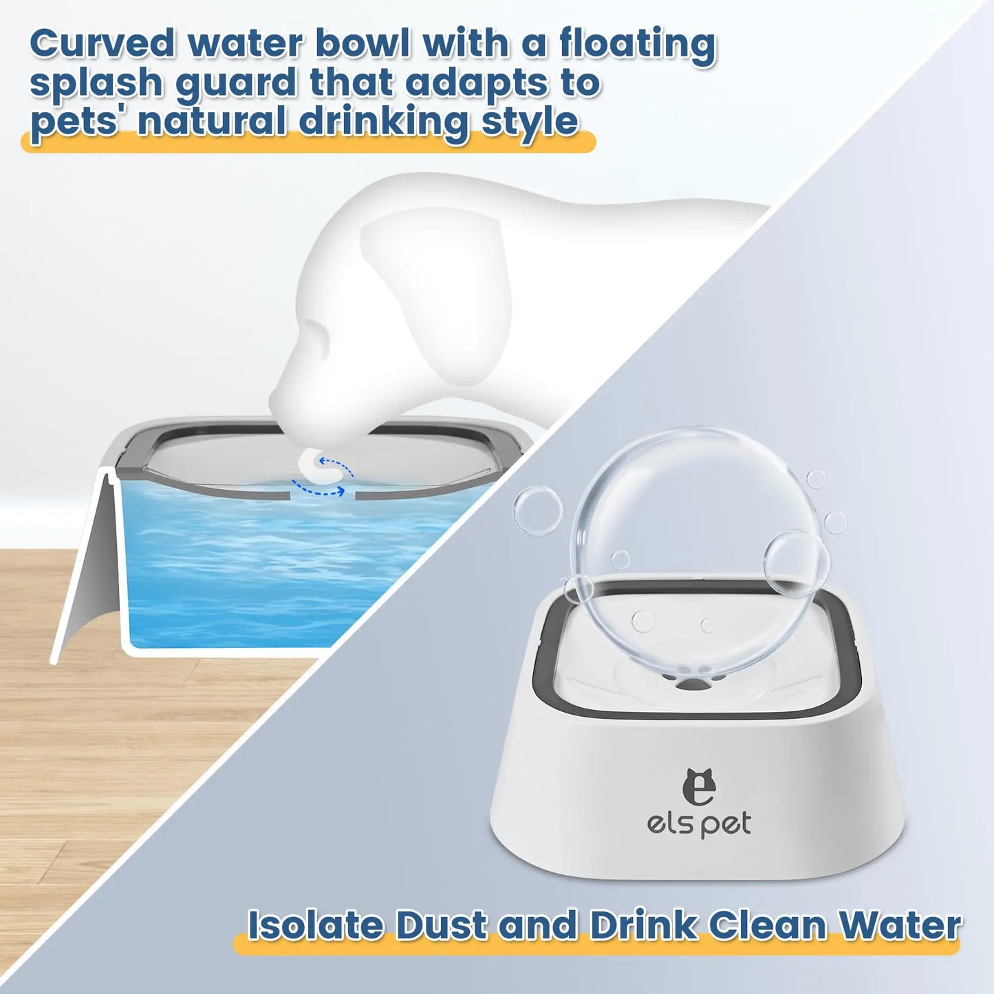 Spill Proof Dog Water Bowl, 35Oz No Spill Water Bowl for Dogs, 1L Slow Drinking Dog Water Bowl, Vehicle Travel Water Bowl